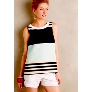 Beautiful Anthropologie Troubadour Sleeveless Striped Blouse Shell Top, Size 4